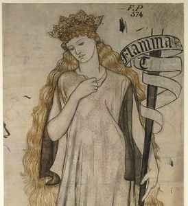William Morris, Helen Flamma Troiae, 1860, pencil and watercolour