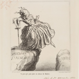 Honoré Daumier, A Bit too old to play Colossus of Rhodes, (un peu agée pour jouer au colosse de rhode,) 1867