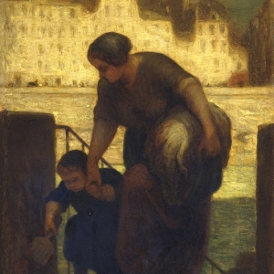 Honoré Daumier, The Laundress, (la sortie du bateau à lessive,) 1861-63