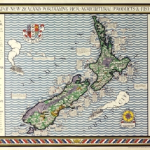 MacDonald 'Max' Gill, Poster Map of New Zealand, 1931