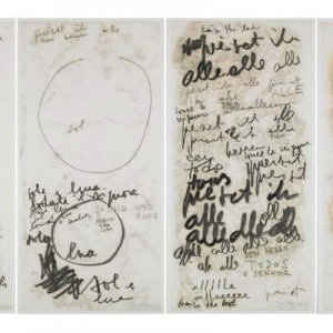 Mira Schendel, Monotypes, 1964-65, oil on rice paper